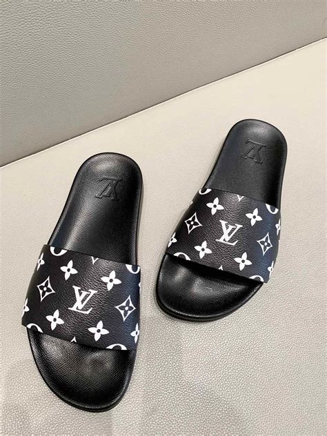 gold louis vuitton slides|louis vuitton jean slide.